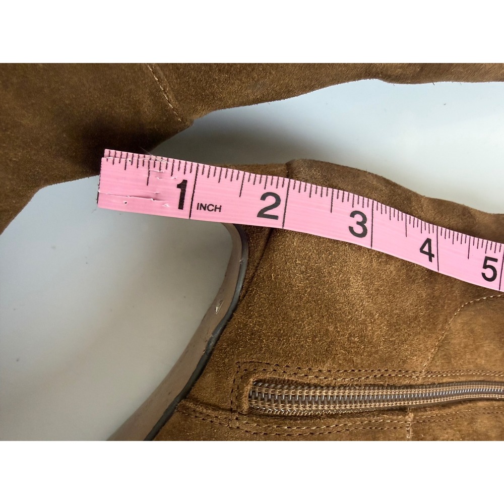 Vince Camuto Brown Suede Knee High Kitten Heel Boots Pointed Toe Side Zip - Picture 7 of 12